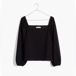 Madewell Black Square Neck Long Sleeve Blouse